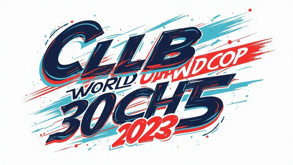 Dynamic Motion Typography: The phrase 'Club World Cup 2025' presented with typographic effects like speed lines, shearing, or perspective shifts to emulate the fast-paced action of football. Letters could appear to be racing or impacting, using kinetic type treatments.