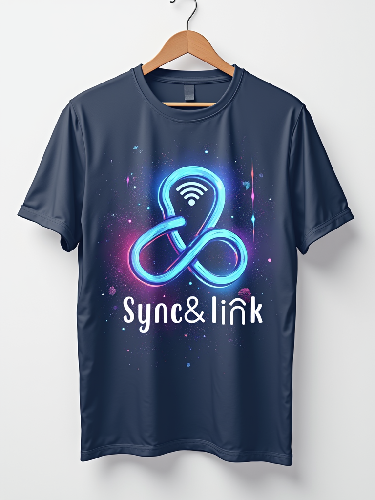 Typographic focus: Make 'Sync & Link' the central graphic element, perhaps with the '&' symbol creatively formed by interlocking icons (e.g., a plug and socket, or Wi-Fi symbol merging with a physical chain link).