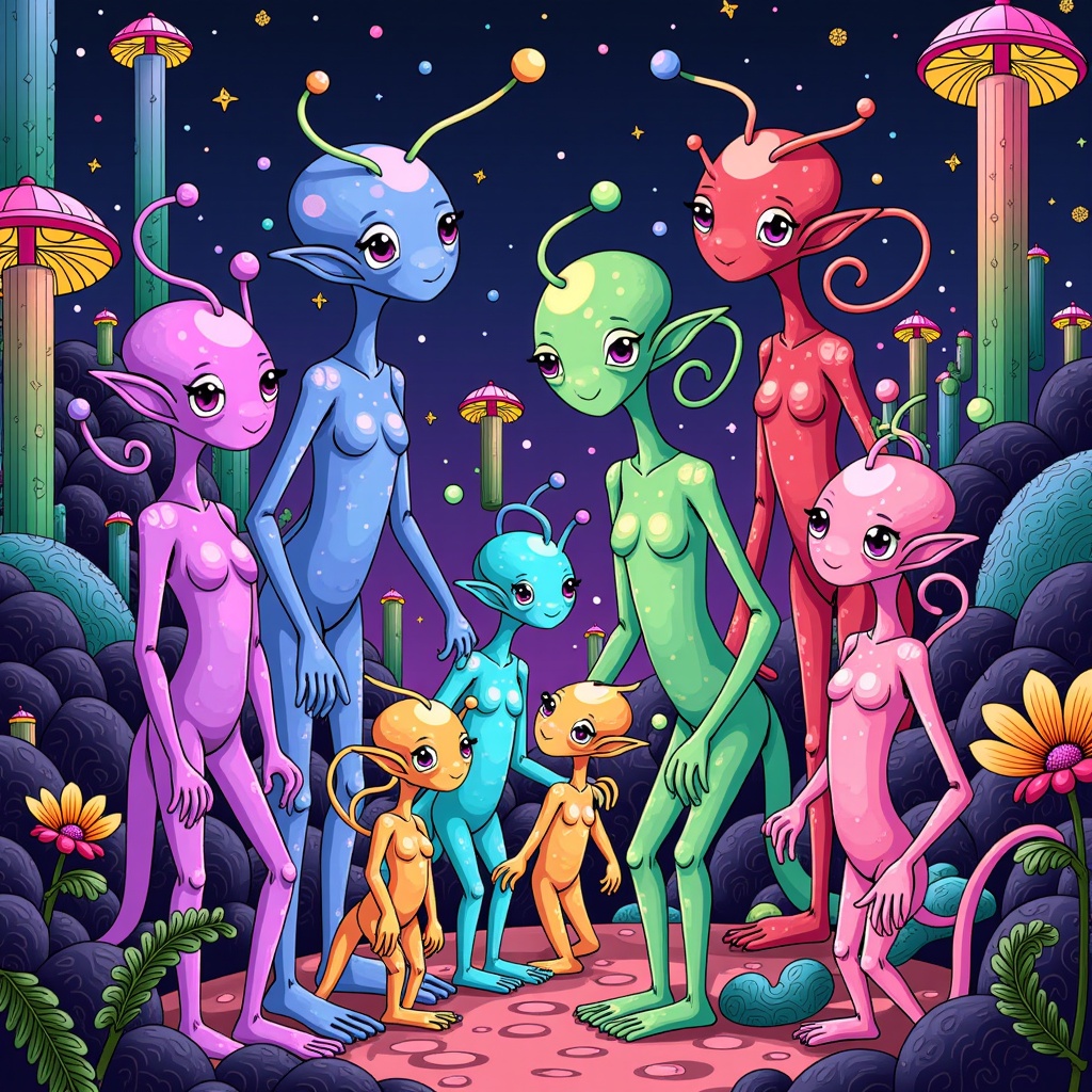 Generate diverse alien species concepts, combining known biological traits with imaginative sci-fi elements using AI.
