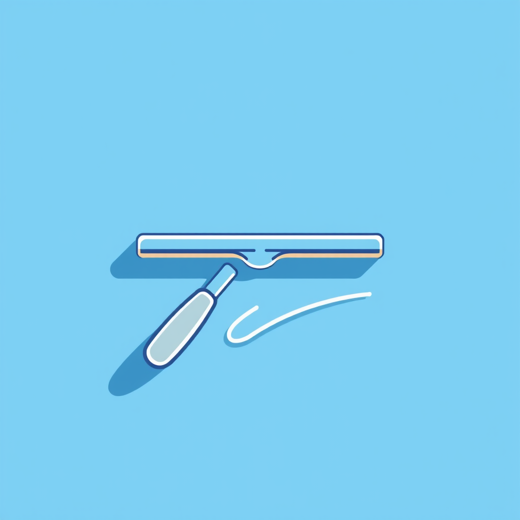 A minimalist design of a squeegee leaving a streak of shine on a surface.