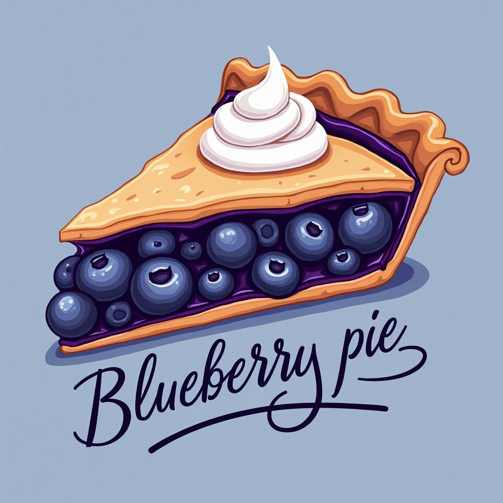 Illustrated Pie Slice: Center a delicious-looking, stylized illustration of a slice of blueberry pie, perhaps with a dollop of cream or ice cream. The quote can be positioned neatly below or arched over the top of the pie slice.