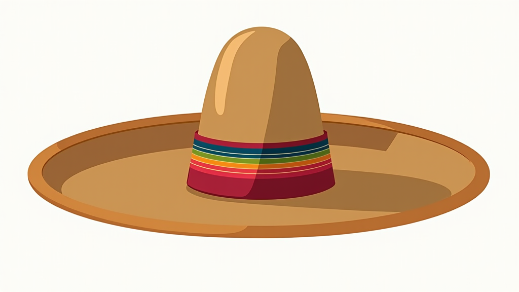 A stylized, minimalist design featuring the iconic silhouette of a sombrero and a few bold stripes representing the serape, suitable for a modern aesthetic.