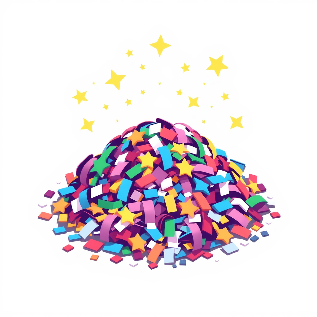 Pile of confetti with stars scattered on top.