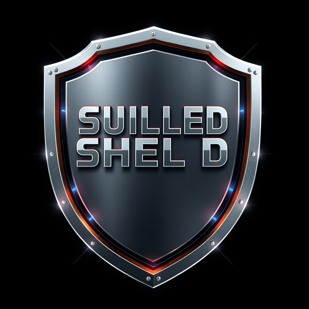 Evolved Shield with Digital Accents: Retain a shield form but render it with sleek, modern materials (e.g., brushed metal or glass effects), incorporating dynamic typography and subtle digital patterns or light accents to suggest advanced technology.
