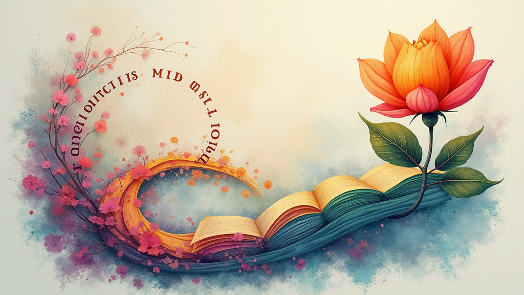The Unfolding Story: A design visually representing a personal narrative unfolding, like turning pages of a book, a winding path, or a blooming flower. Incorporates the theme text 'My Identity, My Story: Authentically Me' along the design. Colors could be subtle and draw from various gender identity flags or allow for personalization.