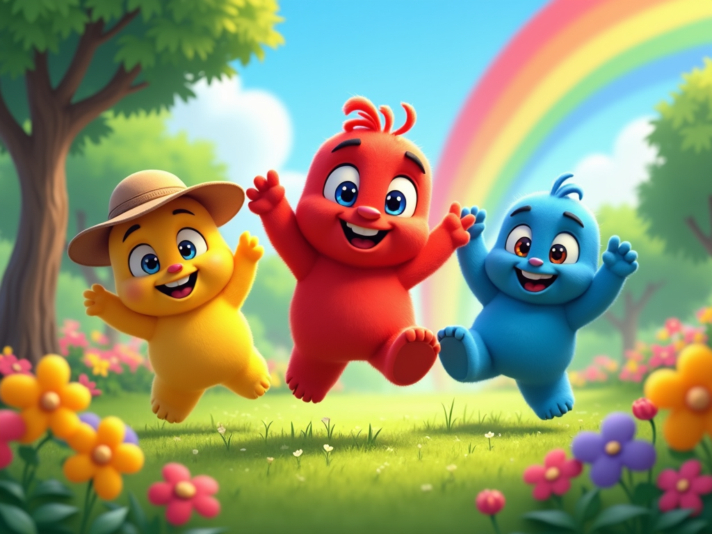 The main characters are a rainbow of color buddies, each a different hue, who learn about friendship and diversity through fun-filled escapades.