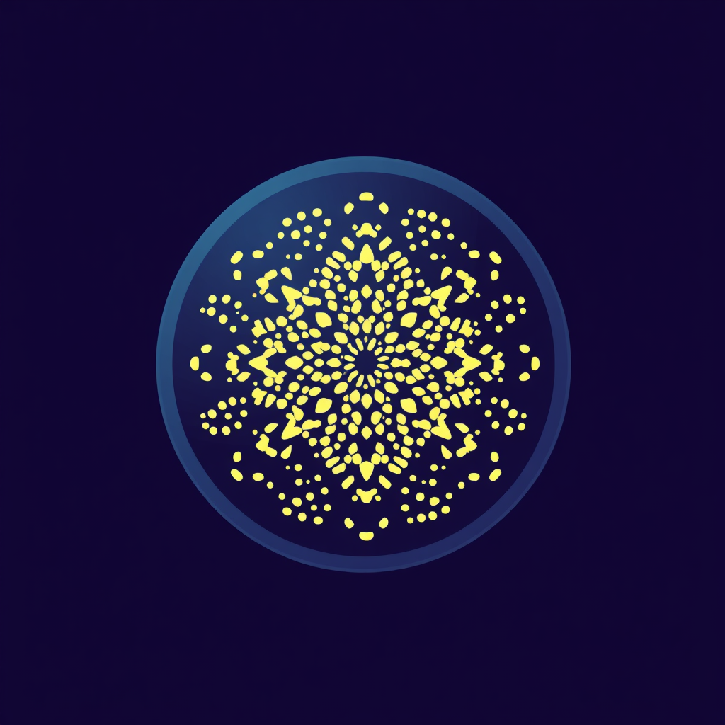 Digital Swarm Formation Badge: Create a badge where numerous small, identical digital elements (pixels or tiny glyphs) collectively arrange to form a larger, coherent emergent shape or intricate pattern.