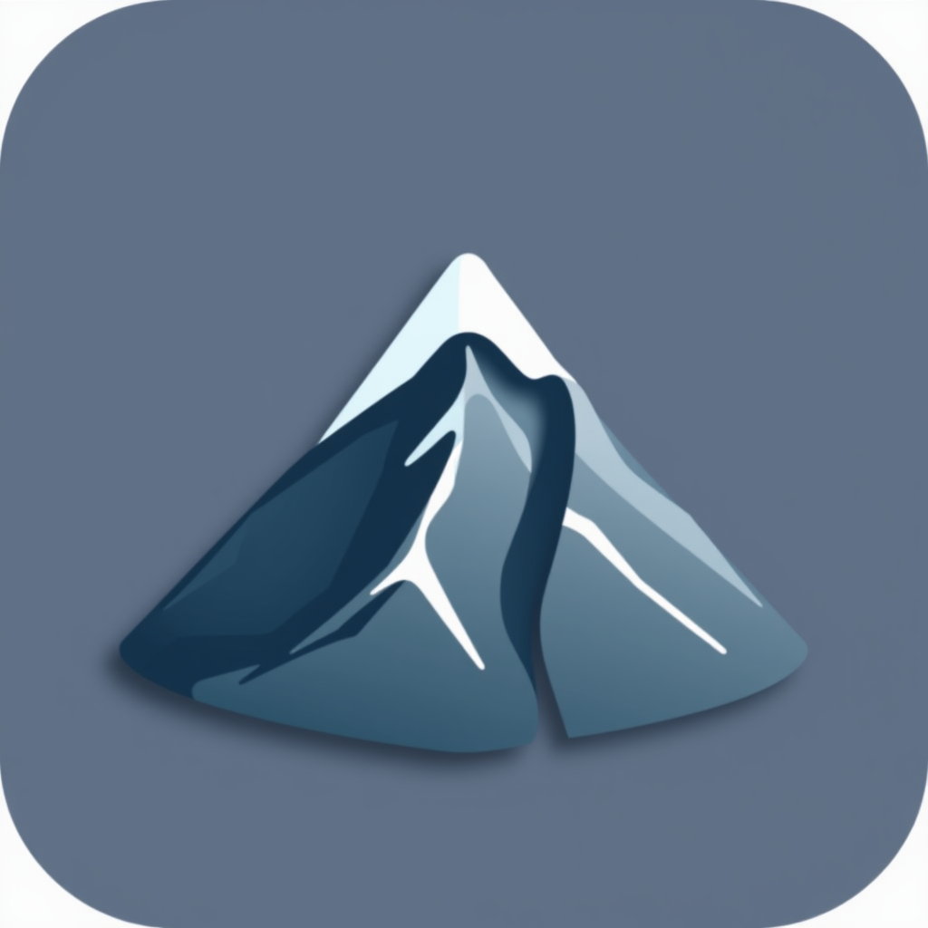 An icon featuring a single mountain peak with a snow-covered top, perhaps with a subtle gradient to show depth.