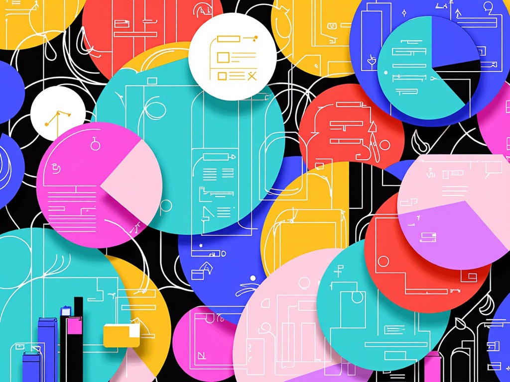 Geometric Data Morphosis: Utilize fundamental data visualization shapes (circles for pie charts, rectangles for bar graphs, lines for connections) that transform and morph to create intricate, dynamic patterns or abstract representations of code, networks, or systems.