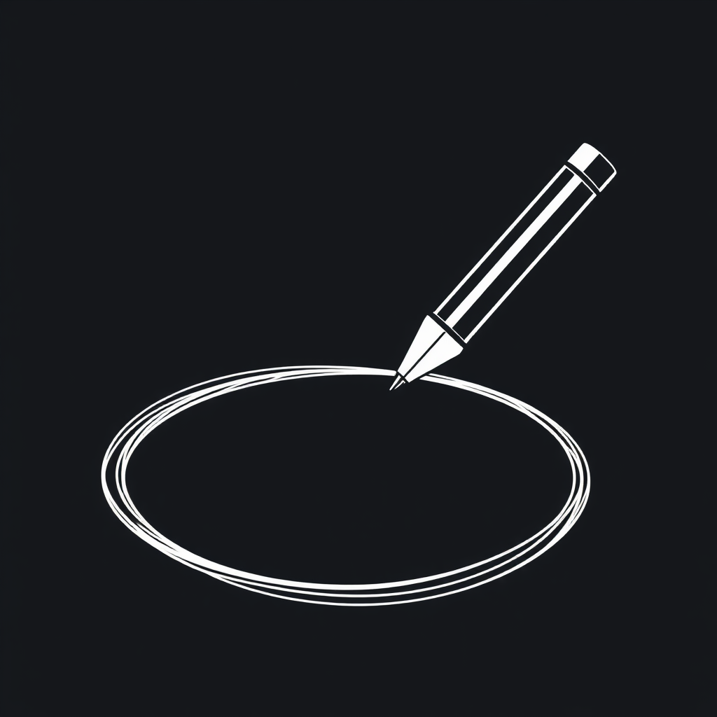Mobius Pen Stroke: A digital pen or cursor whose tip trails a stroke forming a Mobius strip, illustrating a continuous, unending creative flow on a limitless surface.