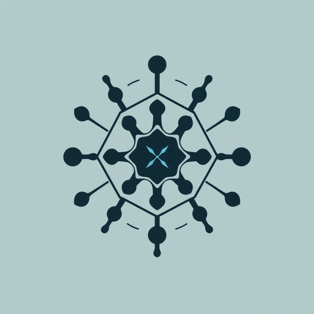 Sub-design idea 4: Geometric Molecular Abstraction - An icon logo that deconstructs the CBD/THC molecule into fundamental geometric shapes (hexagons, lines, circles) and reassembles them into a unique, abstract, and balanced pattern hinting at the molecular form.
