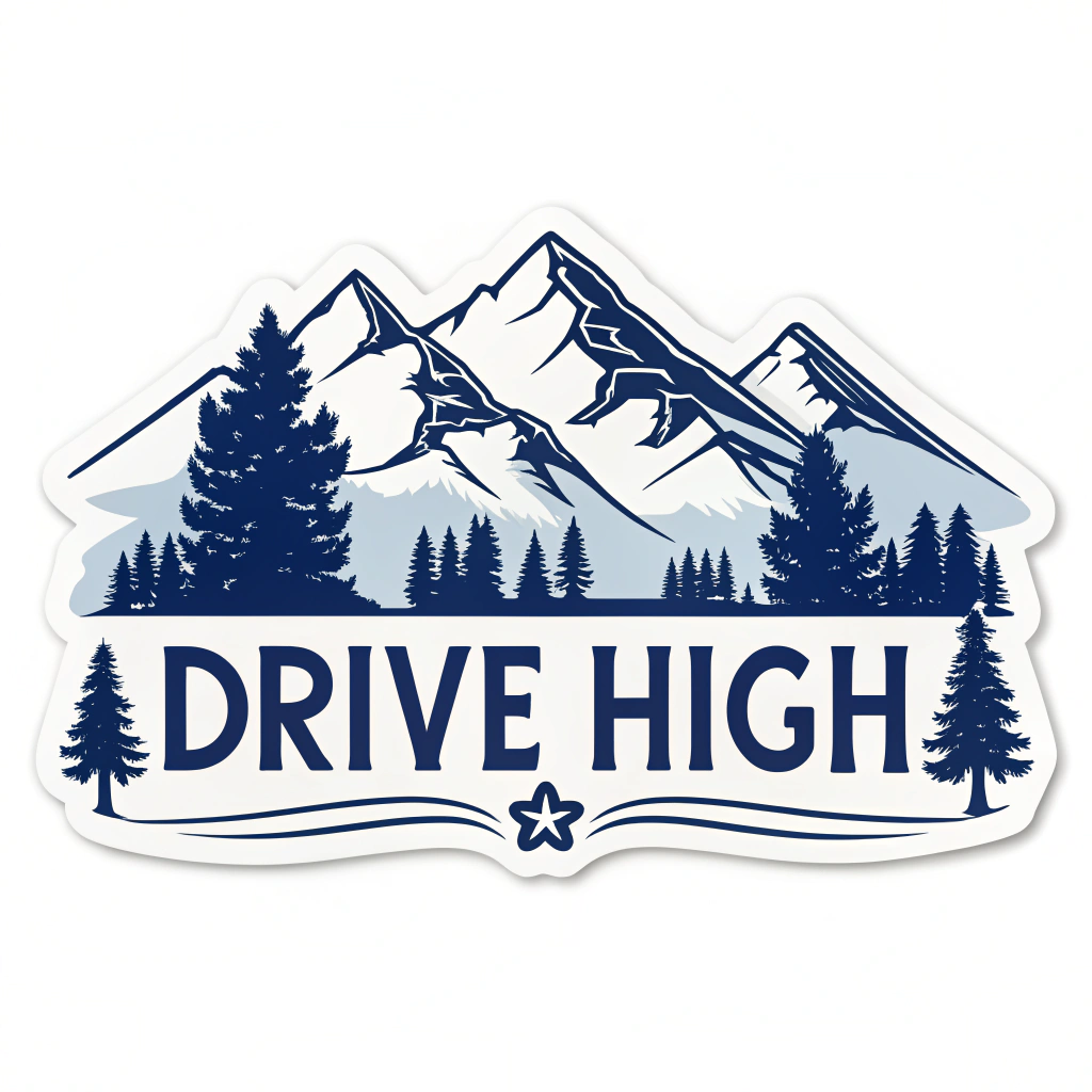 Simple Idea: Design a mountain range silhouette with a stylized font for the car sticker.