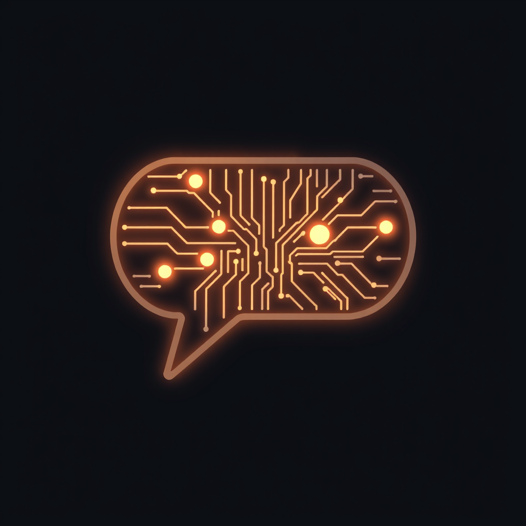 Sub Design Idea 1: Combine a classic speech bubble shape with a subtle, glowing circuit pattern overlay or fill to signify AI intelligence within communication.