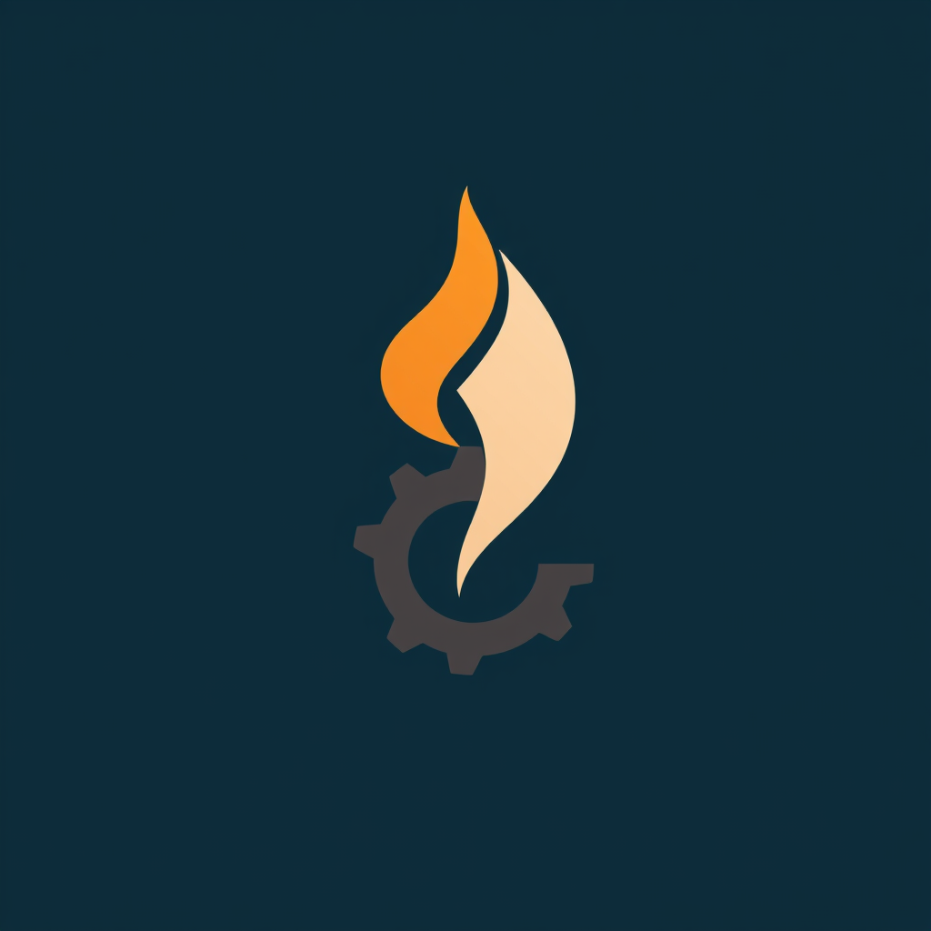 Sub-Design Idea 5: An emblem formed by two merging abstract shapes. One an ascending, dynamic form (e.g., a stylized flame or paper airplane for startup). The other a stable, rotating, or foundational form (e.g., a partial gear or a circular motion for grind), interconnected to show synergy.