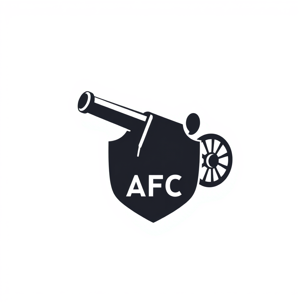 Cannon-Centric Minimalism: A logo focused on a single, highly stylized and abstract cannon as the central element. 'AFC' initials could be subtly integrated below or beside it, possibly without a traditional shield outline, emphasizing the cannon's iconic status with ultra-modern simplicity.