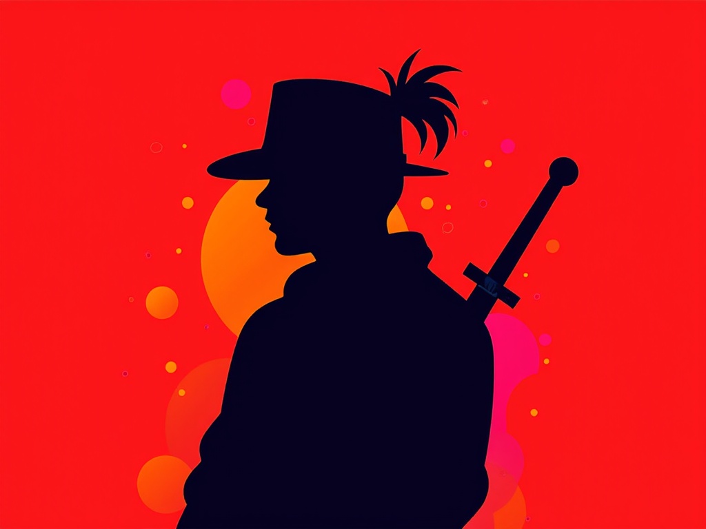 Silhouette with Single Symbol: A stark silhouette of Post Malone (perhaps with his iconic hair or a hat) against a vibrant, solid background. One key symbol, like a stylized sword or a minimalist barbed wire motif, is subtly integrated.