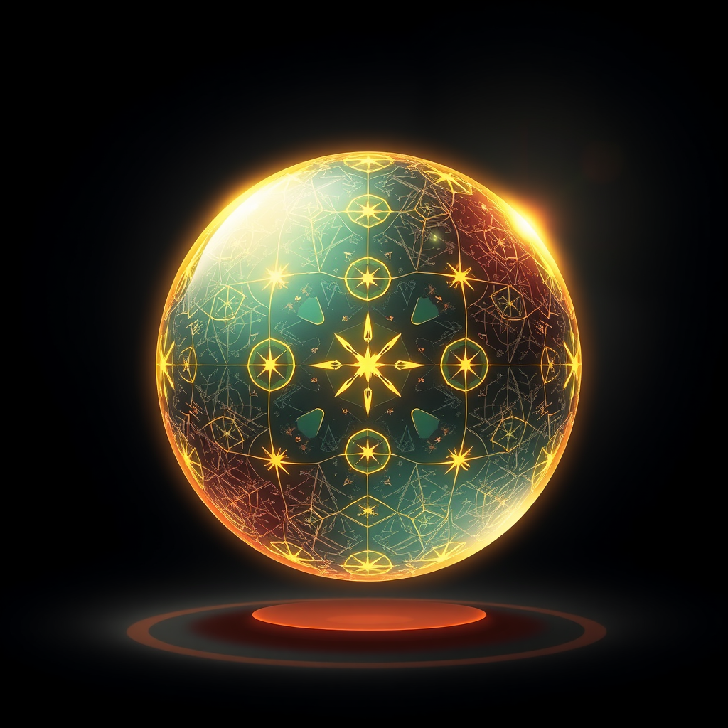 Translation: Generative AI Icon Designs - Generative Orb: A Glowing Sphere with Shifting Internal Patterns