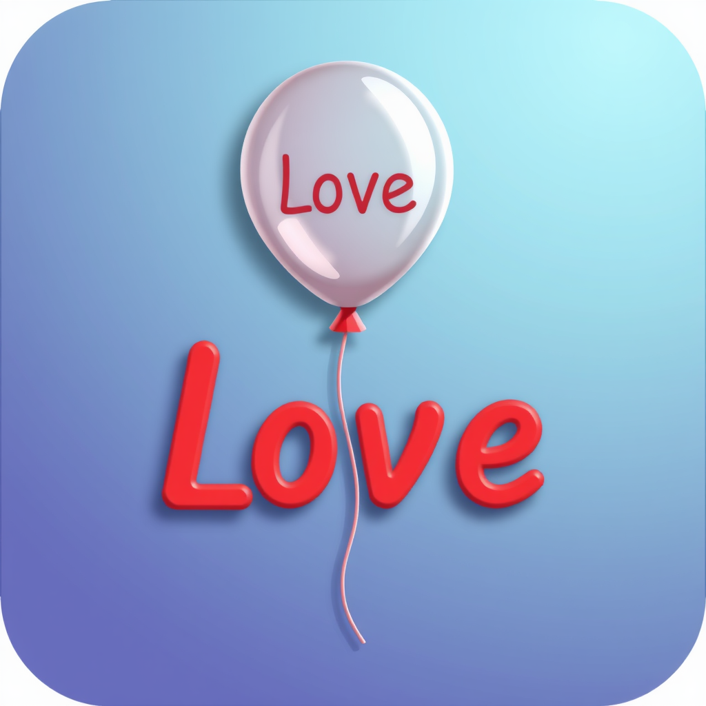 A single balloon with the word 'Love' written on it.