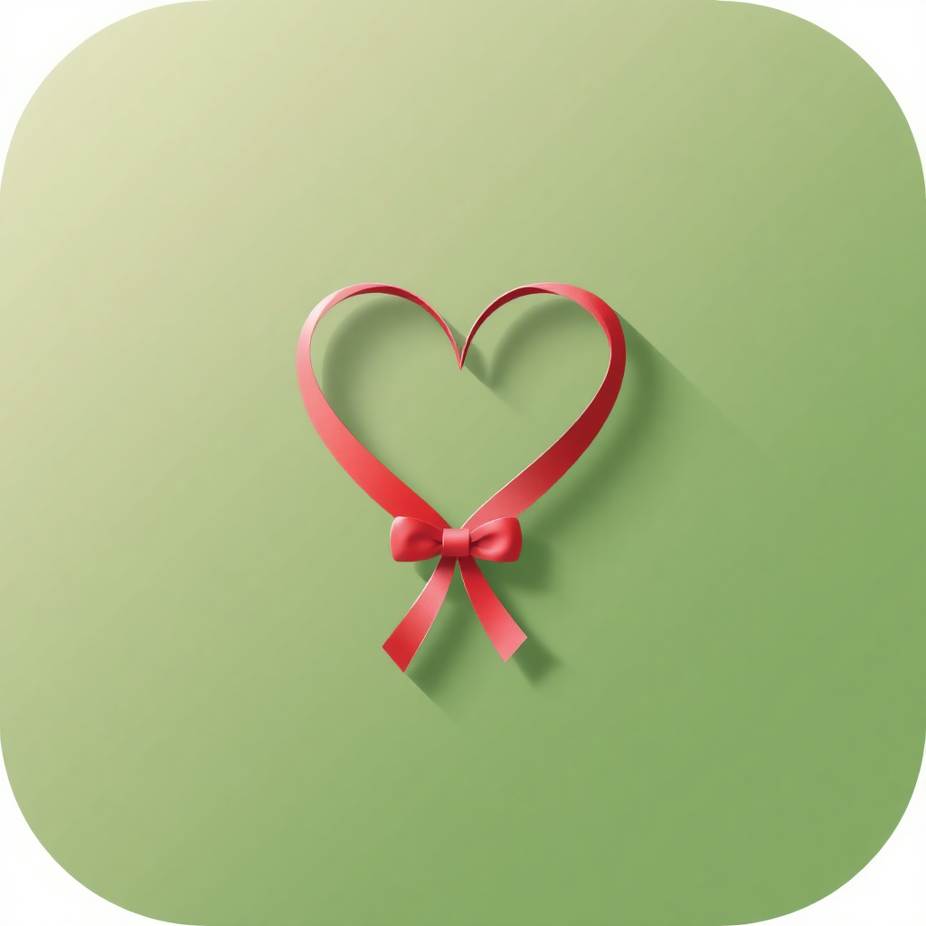 An icon that's a ribbon creating a heart shape, with a bow at the lower corner, making it romantic and unique.