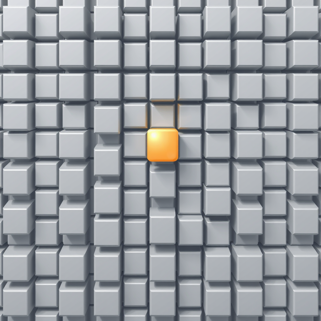 Sub-design Idea 2: A tightly knit wall of uniformly sized, minimalist cubes, perhaps with a subtle gradient or a single highlighted cube representing active defense, appearing impenetrable.