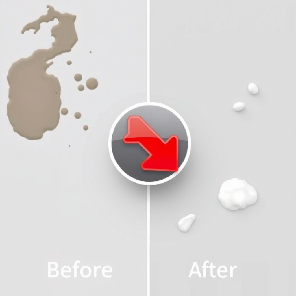 An arrow moving through a before-and-after depiction of a dirty and clean surface.