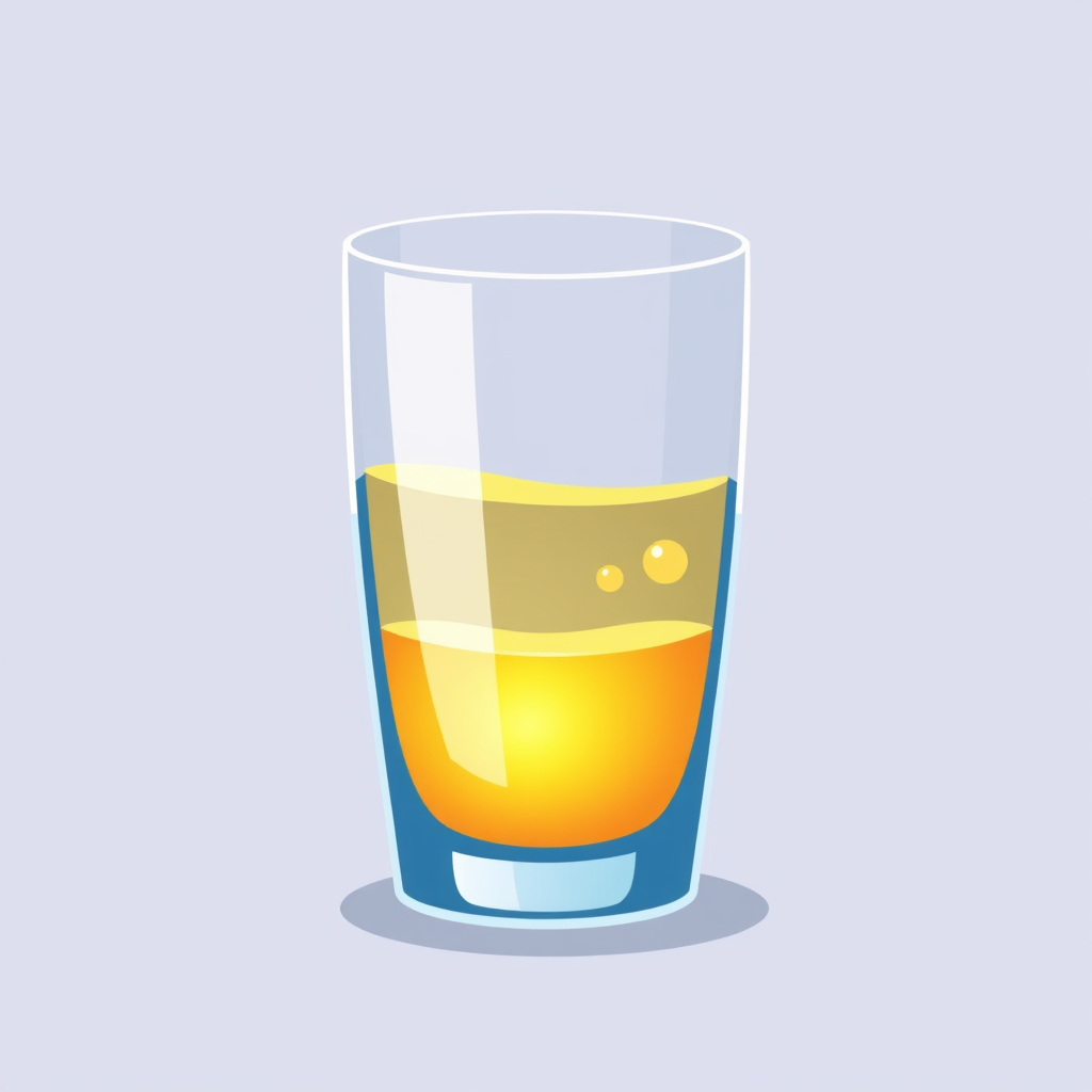 Simple Animated Glass Icon: A single, cleanly outlined glass icon (e.g., a simple tumbler or wine glass silhouette) with a brightly colored liquid that animates with a gentle, continuous rising bubble effect or a subtle shimmer/highlight moving across its surface.