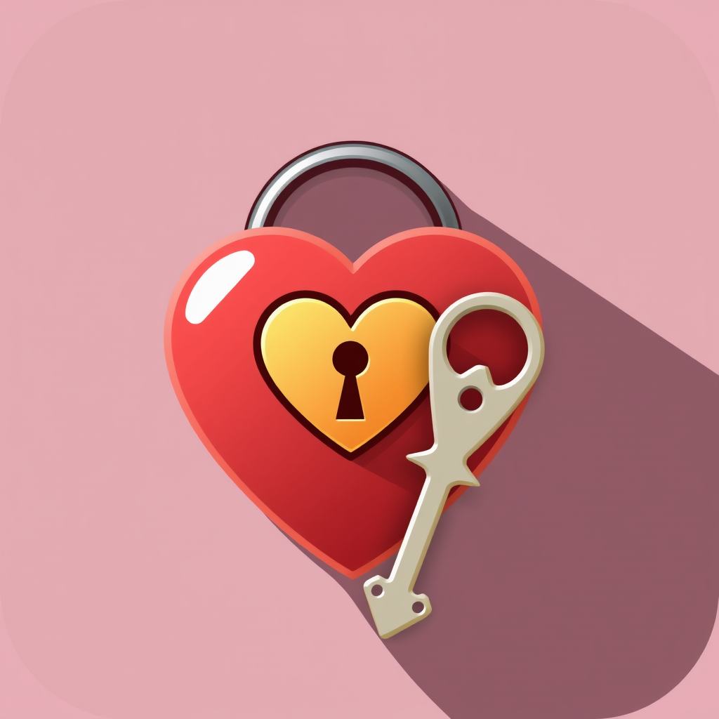 Heart-shaped lock with a key