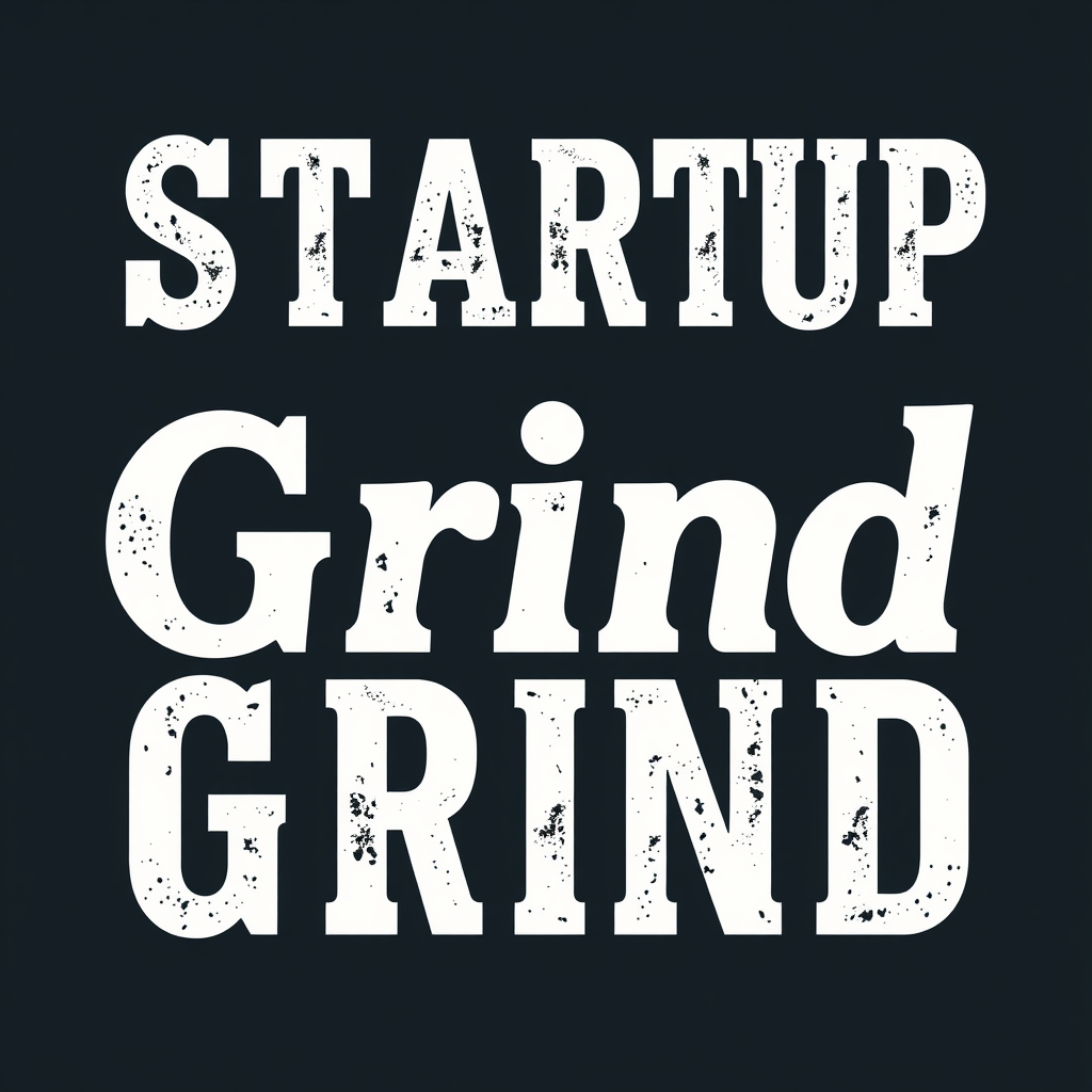 A classic serif font for 'Startup Grind' with the 'grind' texture subtly applied to the letter edges, giving a sophisticated yet resilient, slightly weathered appearance.