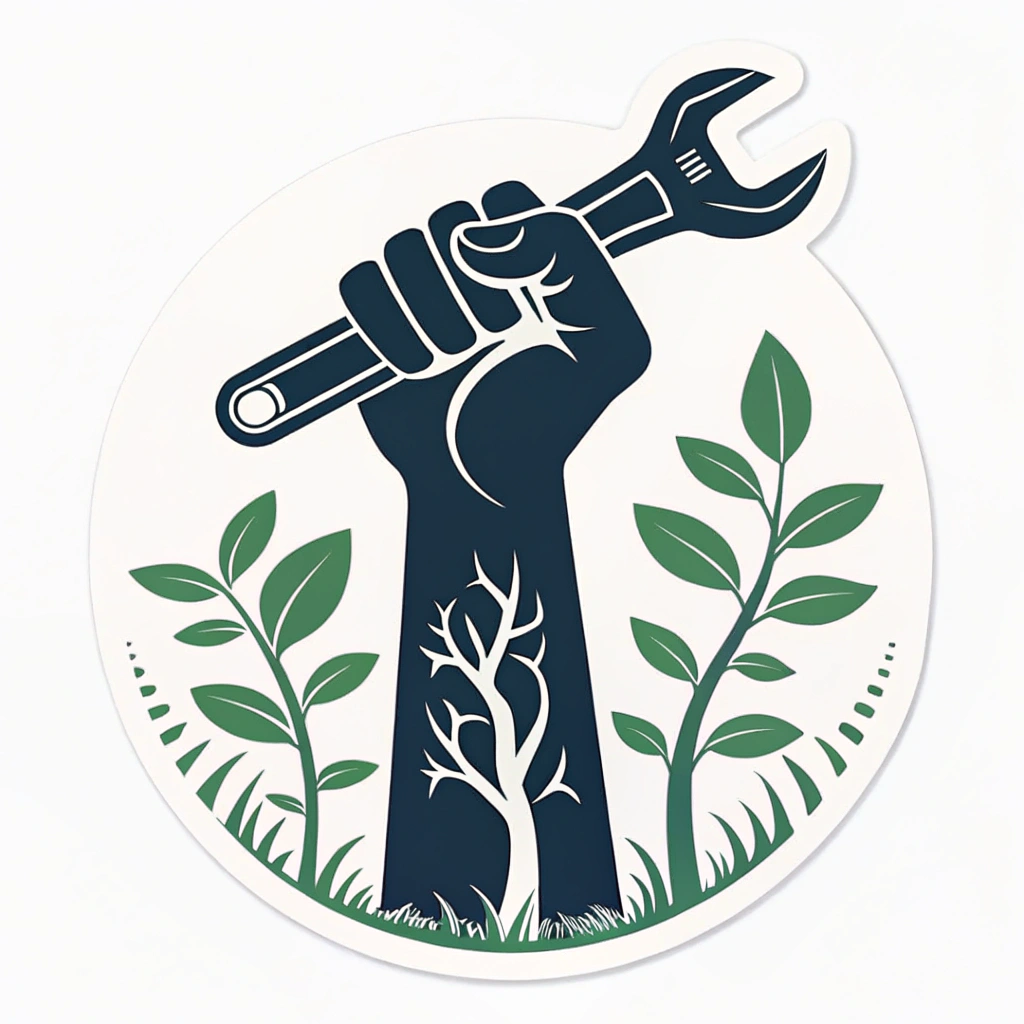 Simple icon idea: A single, impactful icon featuring a stylized raised fist silhouette, potentially holding a generic worker's tool or intertwined with a sprout symbolizing growth and labor.
