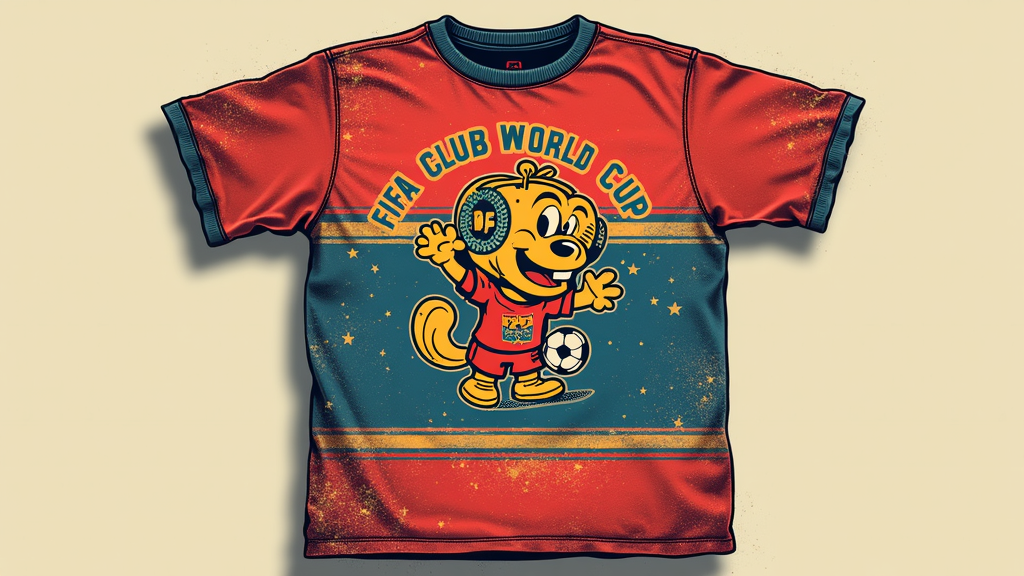 T-Shirt Design Idea 5 (Heritage/Retro Style): Develop a vintage-style T-shirt using a distressed look for both the mascot and the tournament emblem. Employ a classic color palette and a retro font for the 'FIFA Club World Cup 2025' text, giving it a timeless appeal.