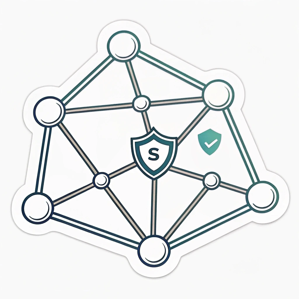 Simple Logo Idea: Interlocking abstract geometric shapes (e.g., chevrons and partial circles) representing nodes and connections, forming a dynamic, stable structure. One of the connecting lines could subtly form the letter 'S' (for Security) or feature a small, integrated shield outline. The overall aesthetic should be modern, clean, and convey robust connectivity.