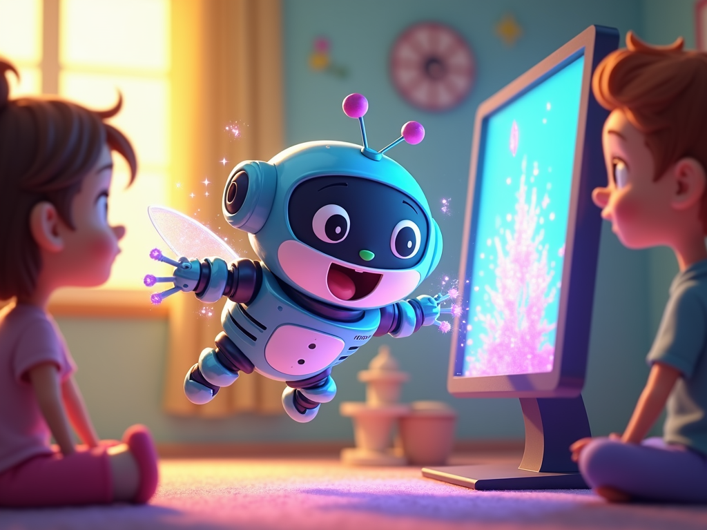 Guardian Filter Buddy': A cute, animated character (robot, magical creature) acts as a personal filter, hovering by the screen. It actively zaps, transforms, or humorously blocks harmful content. Friends might have their own filter buddies that interact.