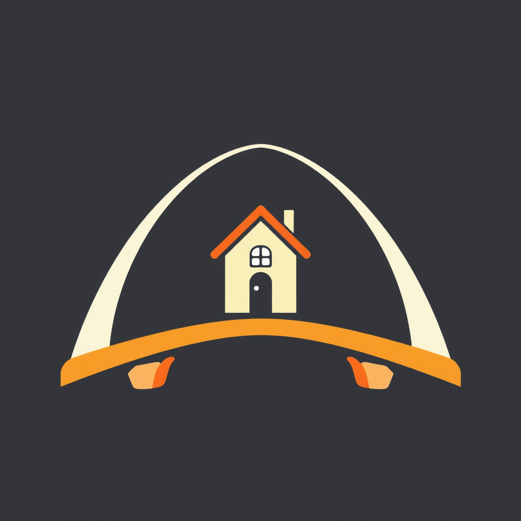 Sub Design Idea 1: A stylized bridge arching gracefully towards a simple, welcoming house icon. The supports of the bridge could be subtly shaped like abstract human figures or hands, emphasizing the 'connecting people' aspect. Colors could evoke warmth and security.