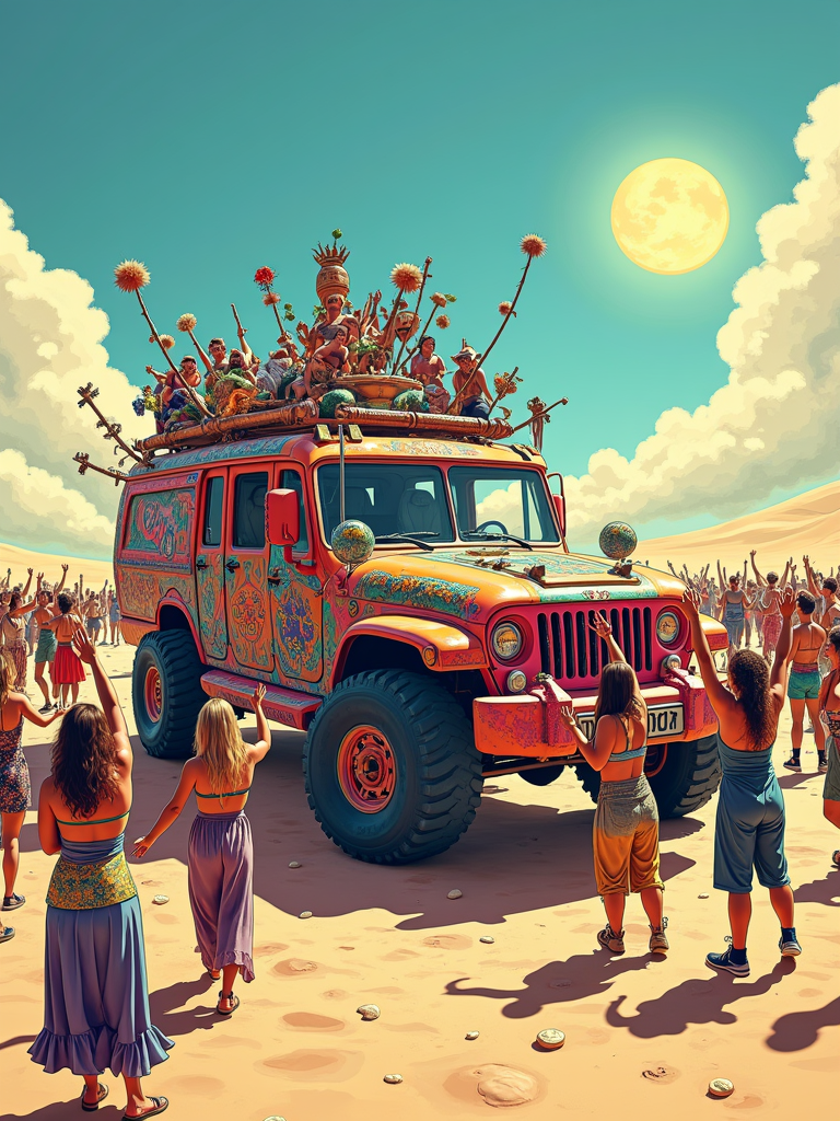 English Translation of Request: Burning Man Festival T-Shirt Designs - Mutant Vehicle & Art Car Showcase (Original text was in English)