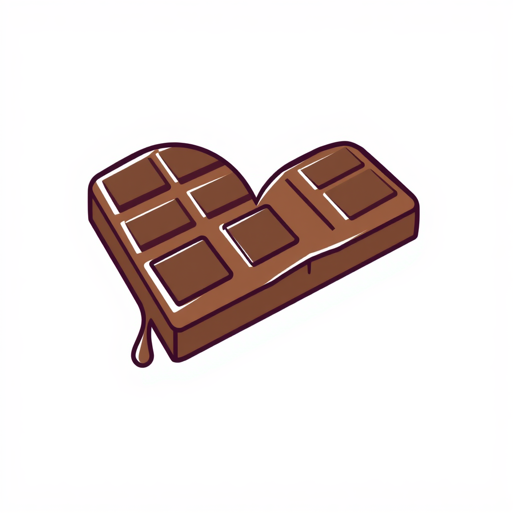 Chocolate bar with a bite taken out forming a heart shape.