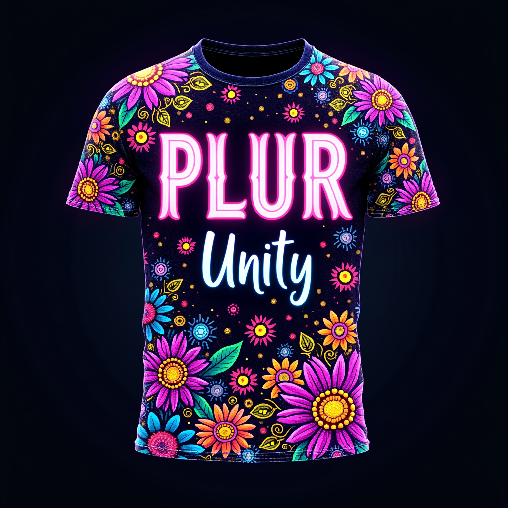 Electric Daisy Carnival T-Shirt Designs - PLUR & Unity Glow-in-the-Dark Print