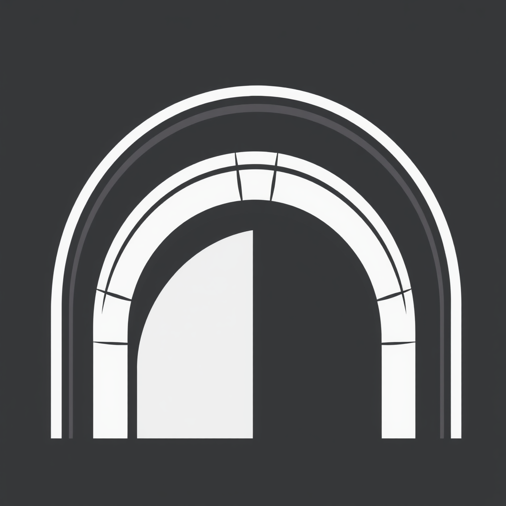 A logo featuring the top portion of an arched door, focusing on the curve and any architectural details, suitable for a more sophisticated look.