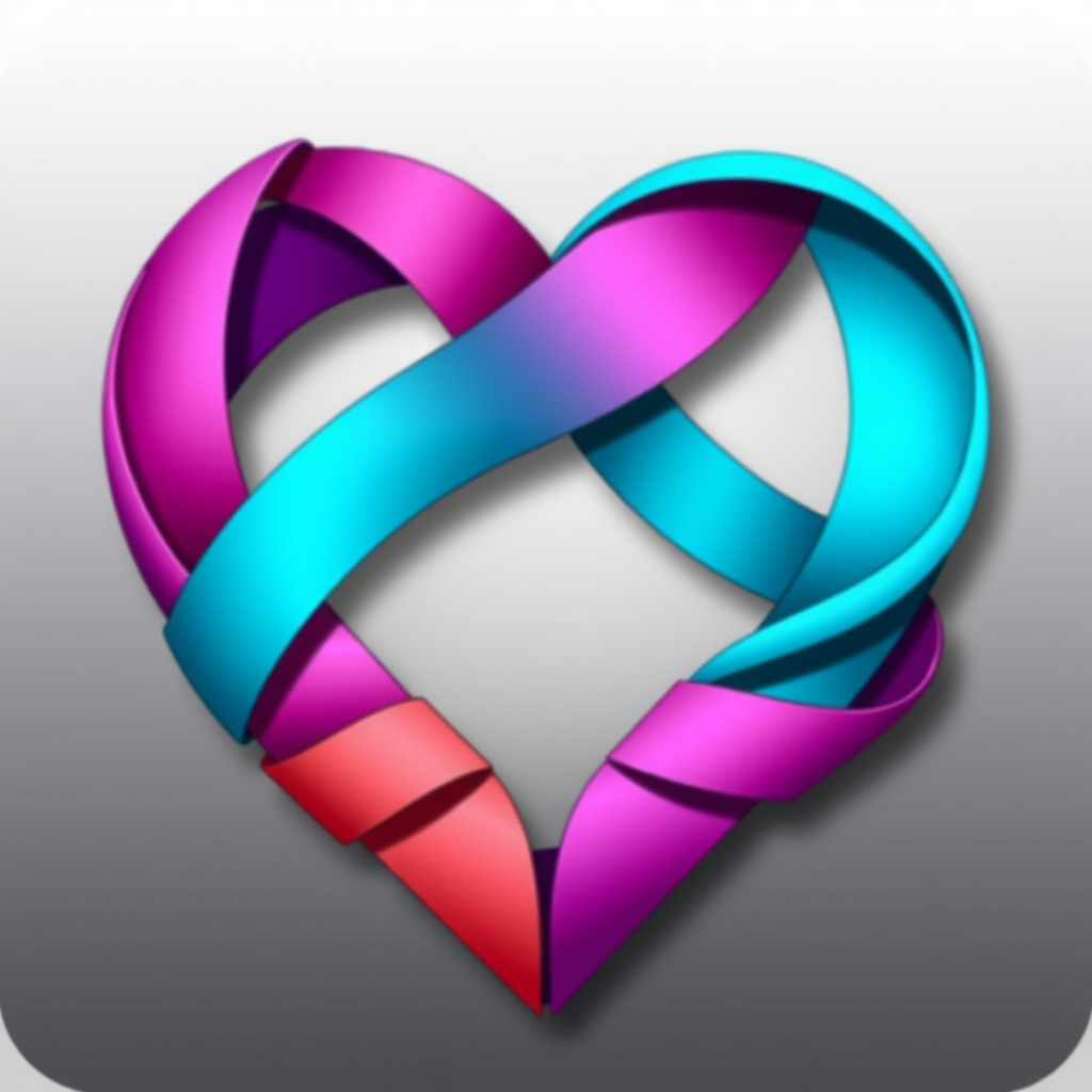 A heart made up of intertwined ribbons, representing the complexity and beauty of love.