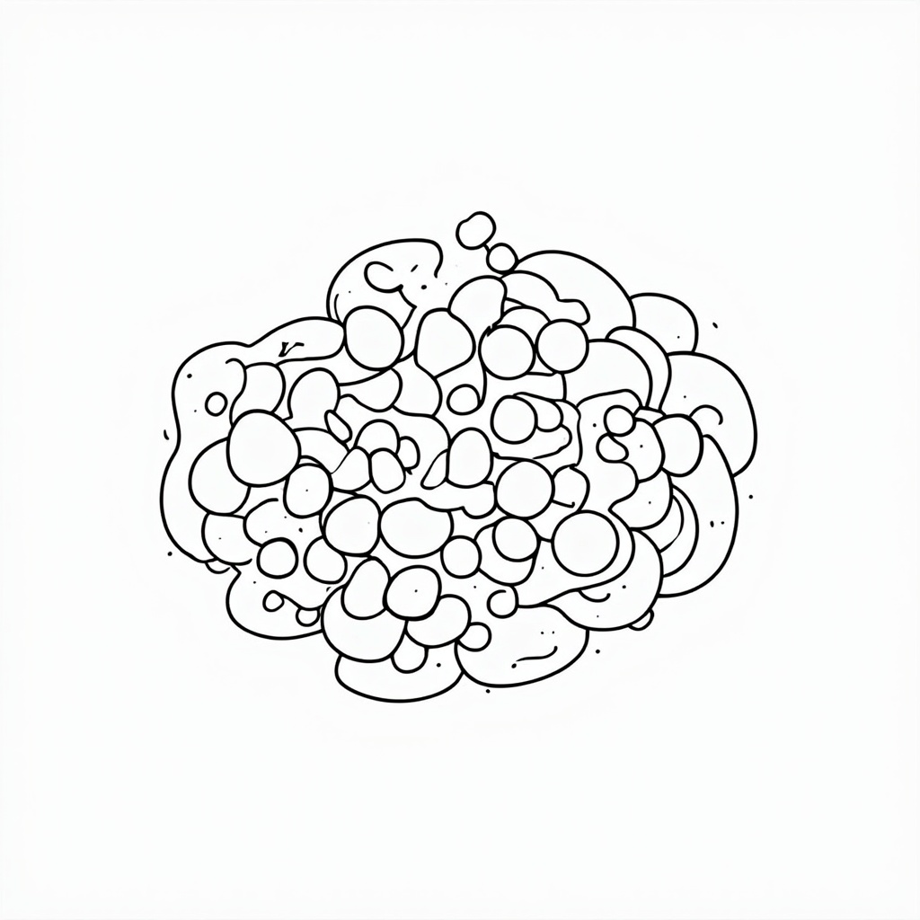 Simple Icon Idea (for Quantum Foam): A minimalist icon showing a dense cluster of interconnected small circles and irregular ovoid shapes, representing the bubbly nature of spacetime at the Planck scale.