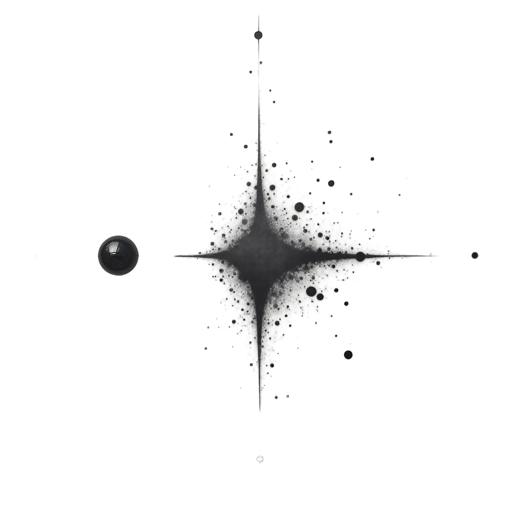 A quantum particle depicted in two potential states simultaneously using artistic techniques like overlapping faint and sharp outlines or stippling versus solid rendering. One representation could be a precise point (e.g., for position), the other a diffuse probability cloud (e.g., for momentum), with the transition between them illustrating the uncertainty.
