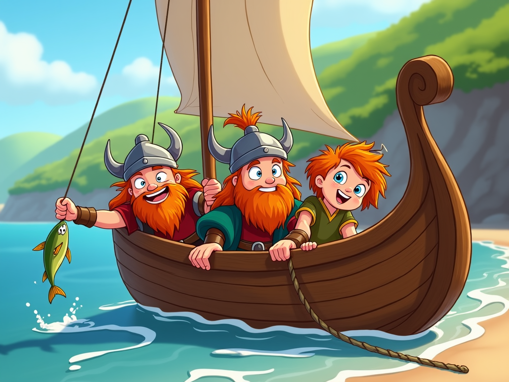 The cartoon focuses on the daily life of young Vikings in training, showing their humorous struggles with learning to sail, fight, and navigate the Viking culture.