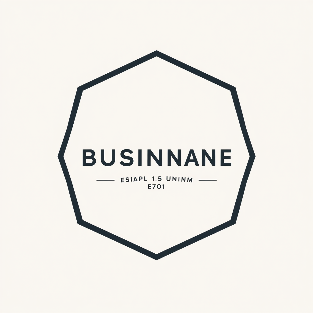 Geometric Emblem Design: Create a clean, contemporary emblem by placing the business name (and perhaps a tagline or establishment year) within a defined geometric boundary such as a hexagon, circle, angular shield, or a custom polygonal frame. Typography inside should be crisp and well-spaced.