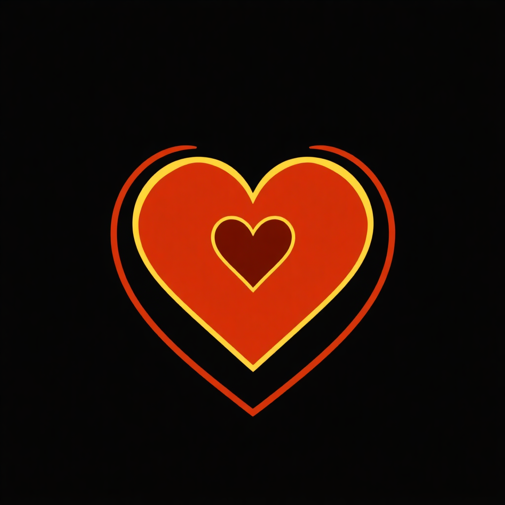 The image shows a red heart on a black background, creating a striking contrast between the two colors. The heart is the focal point of the image, with its bright red color standing out against the dark background.