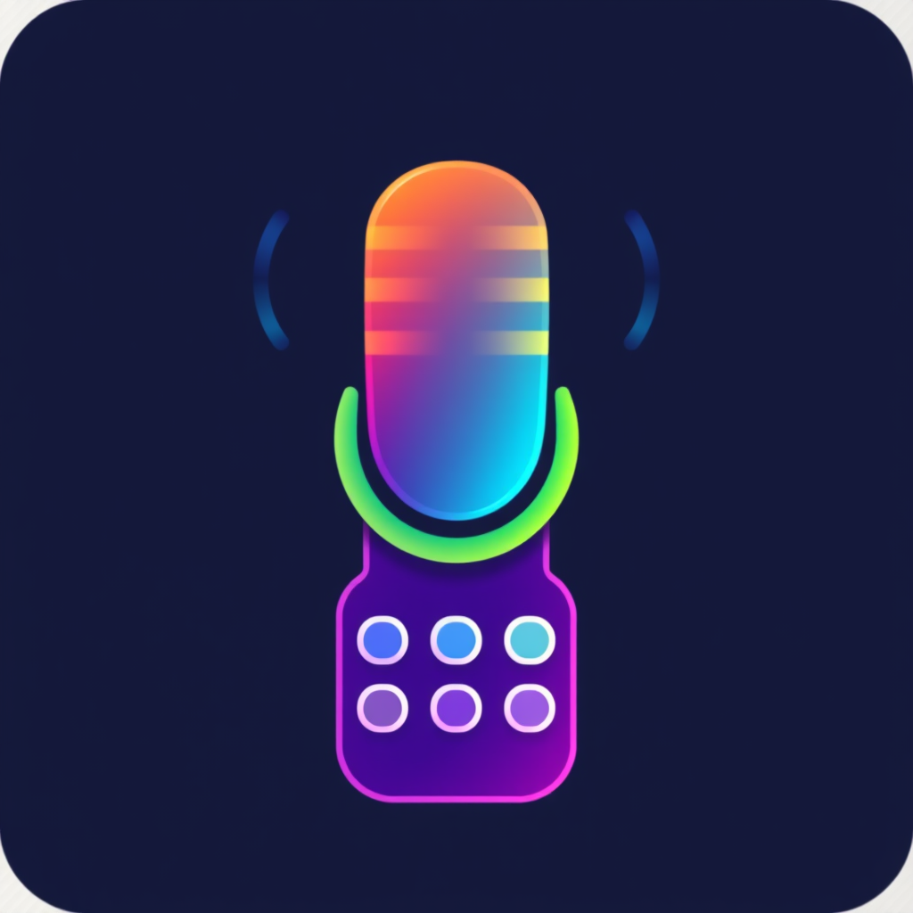 An abstract remote control icon using vibrant colors to represent the modern voice command technology.