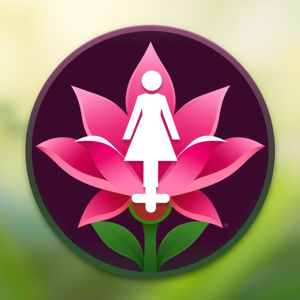 A blooming flower with petals shaped like female symbols.