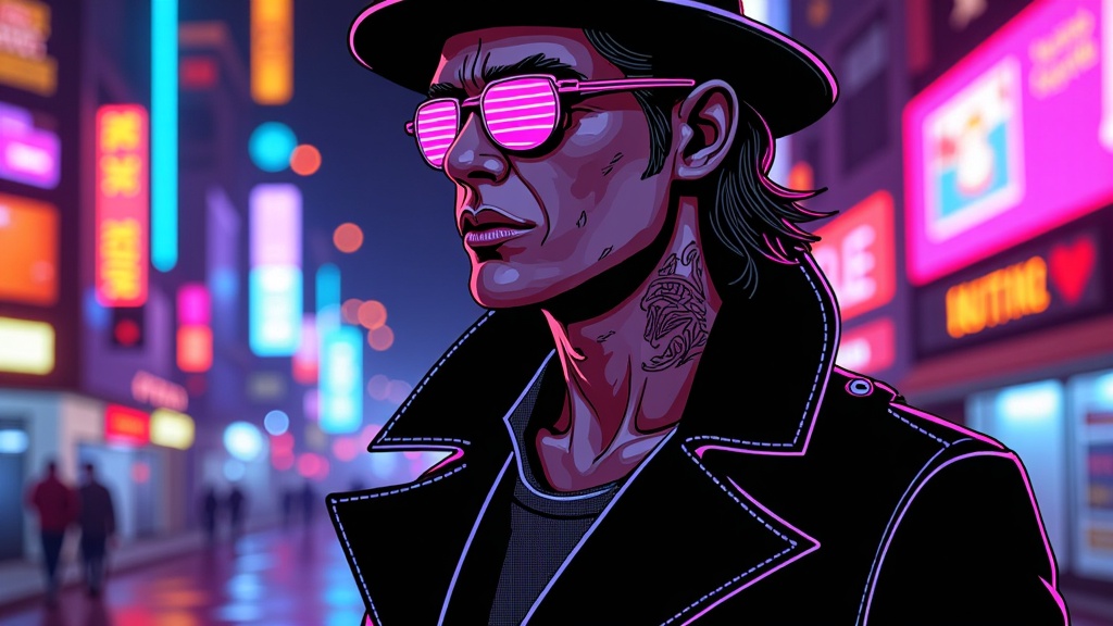 Generate photorealistic portraits of classic movie characters reimagined in a cyberpunk aesthetic using AI.