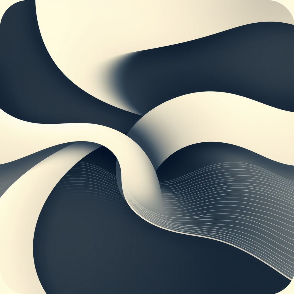 Sub Design Idea 4: An abstract icon where soft, organic, flowing lines (representing the 'mind' or human creativity) seamlessly integrate and blend with sharp, precise, geometric lines or digital patterns (representing the 'machine' or AI).