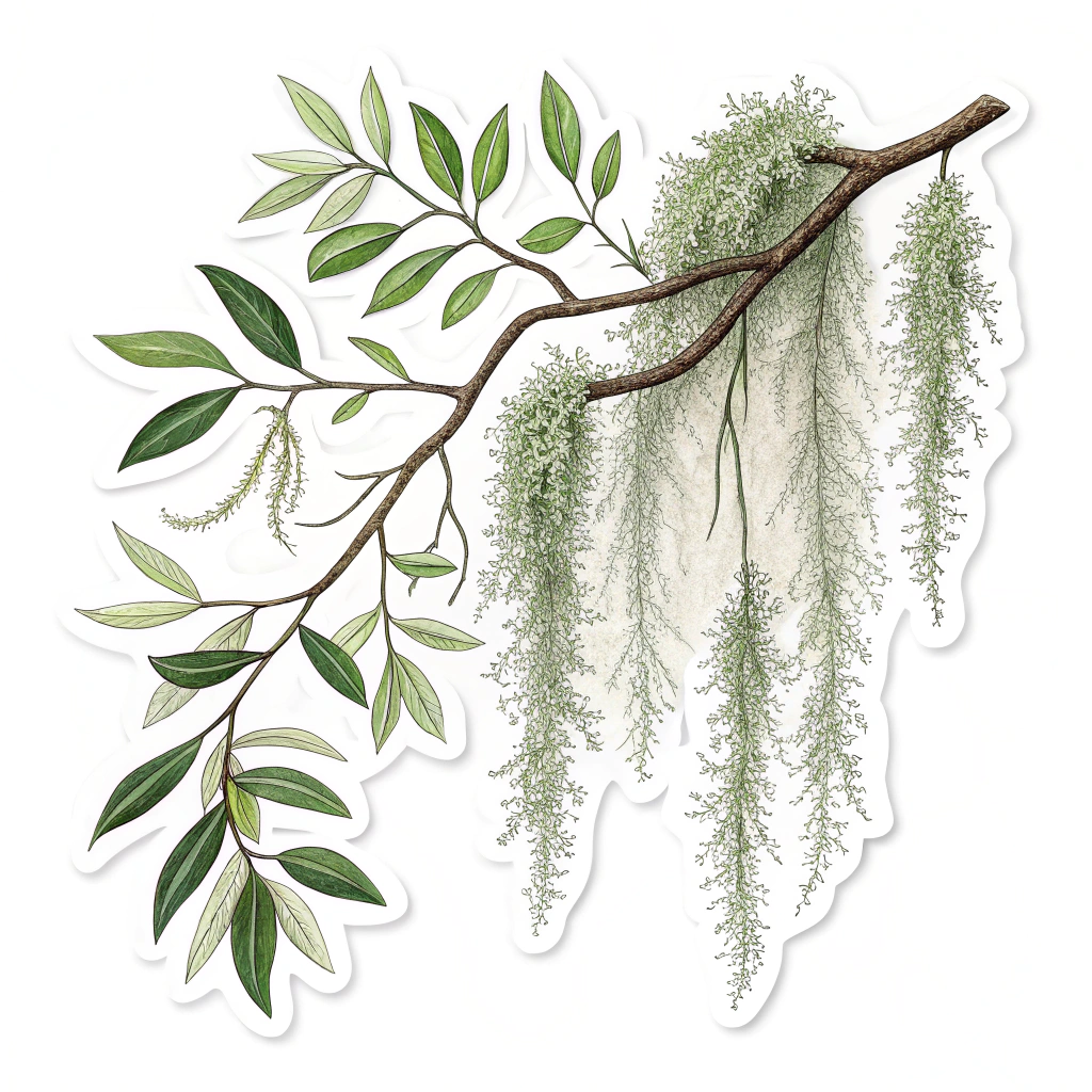 Simple icon: A sprig of Spanish moss.