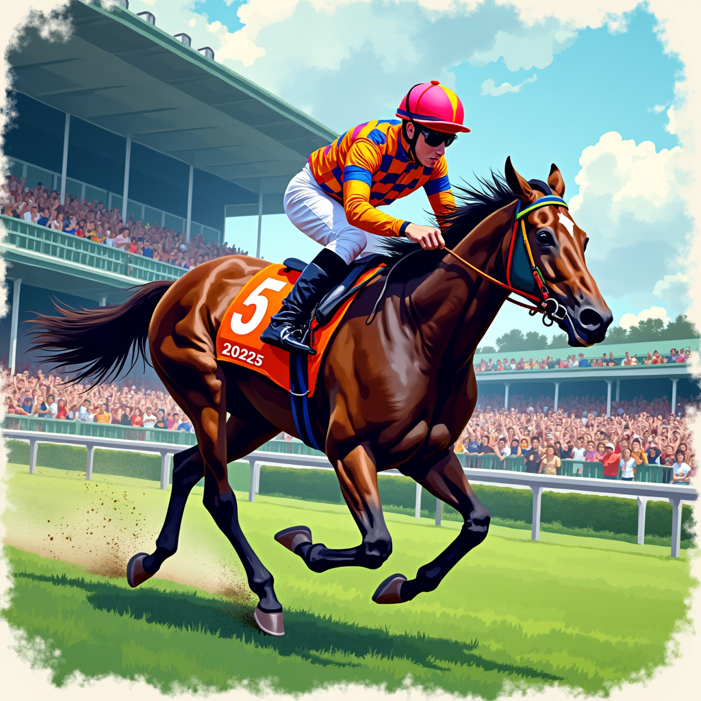 User request (English): Kentucky Derby 2025 T-Shirt Designs - Vibrant Jockey Silks Pattern 2025