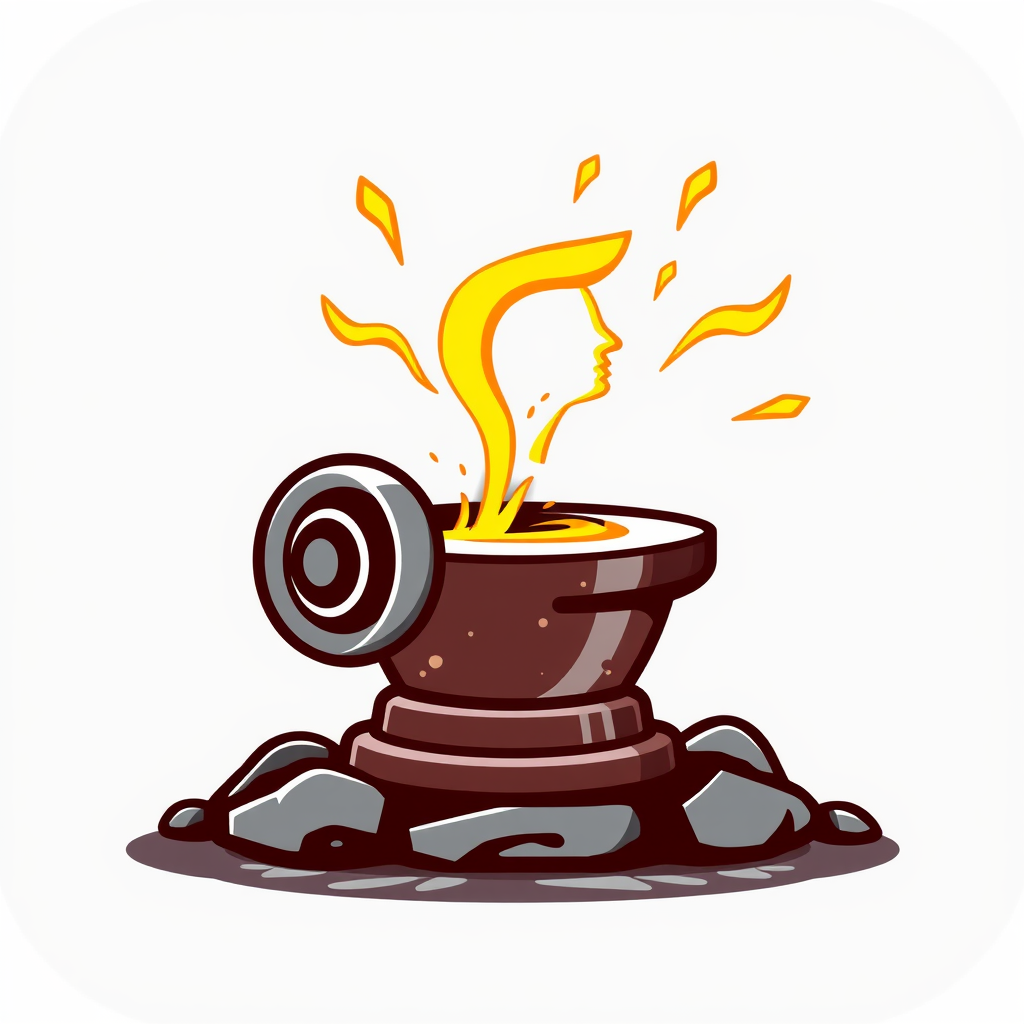 Spark of Genius: A stylized grindstone shown in motion, emitting sparks. One distinct spark is shaped into an abstract human silhouette or a thinking head profile, representing innovative ideas and breakthroughs born from persistent hard work.